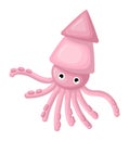 Cute Pink Squid Tentacles Spread Wide Cute Ocean Animal Royalty Free Stock Photo